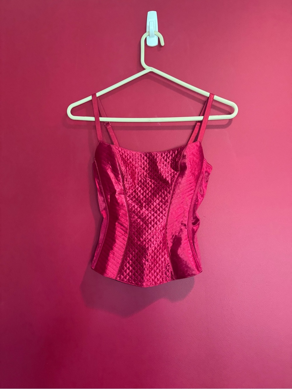 On Gossamer Red Quilted Satin Bustier/Corset